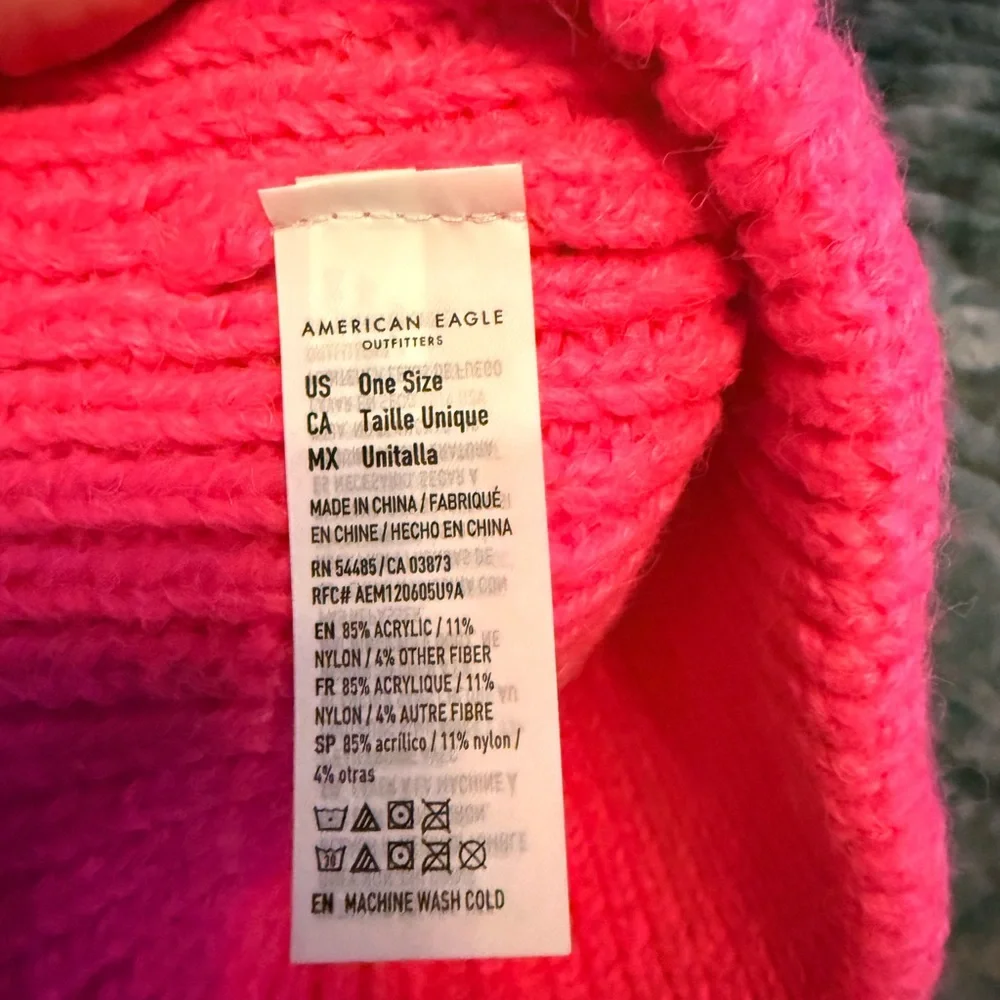 American Eagle | Hot Pink Ribbed Knit Chunky Beanie